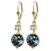 10k Yellow Gold Created Alexandrite and White Topaz Leverback Earrings