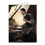Felicien Rops (1833-98) in his studio (oil.. - Greeting Card (Pack of 2) - 7x5 inch - Art247 - Standard Size - Pack Of 2
