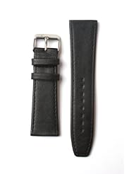 14mm Black Soft Calfskin Leather Watchband with Leather Lining