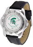 Michigan State Spartans Suntime Mens Sports Watch w/ Leather Band - NCAA College Athletics