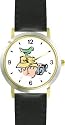 Bird Watching or Bird Watcher Animal - WATCHBUDDY® DELUXE TWO-TONE THEME WATCH - Arabic Numbers - Black Leather Strap-Size-Children's Size-Small ( Boy's Size & Girl's Size )