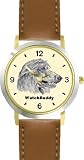 Afghan Hound (SC) Dog - WATCHBUDDY DESIGNER DELUXE TWO-TONE THEME WATCH - Arabic Numbers-SAND & SOIL STYLE - Pale Yellow Dial with Brown Leather Strap-Women's Size-Small