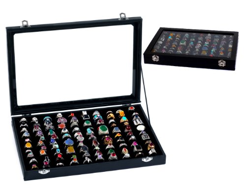 Luxury Gifts Inc Jewelry Box / Jewelry Holder / Jewelry Tray with Clear Window - Holds up to 100 Rings