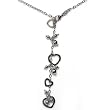 Sterling Silver CZ Necklaces - Hearts - Chain: 17"/ Height: 100mm