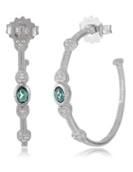 Judith Ripka "Ambrosia" Oval Stone and Hearts Green Hoop Earrings