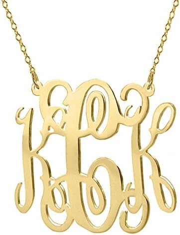 Monogram necklace 1.5" inch 18k gold plated handmade pendant select any initial Made in USA (18)