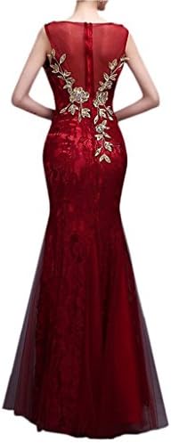 Izarale Women's Elegant Mermaid Formal Straps Lace Cheap Evening Prom Dresses Burgundy Size 14