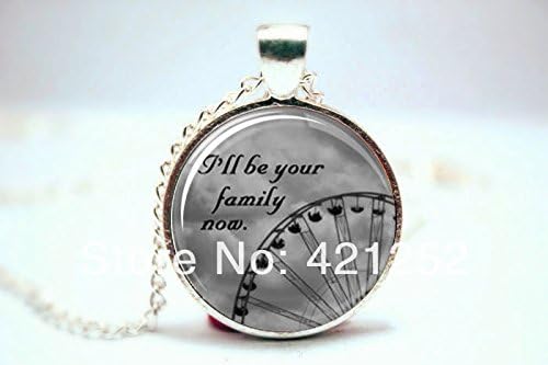 Pretty Lee 2015 Fashion Divergent Quote Charm Necklace I Will Be Your Family Now Glass Cabochon Christmas gift