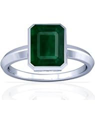 18K White Gold Emerald Cut Emerald Solitaire Ring