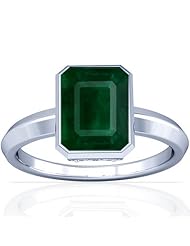 14K White Gold Emerald Cut Emerald Solitaire Ring