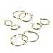 2mm Hoop Earrings Yellow Gold Flashed Sterling Silver Four Pair Set 15mm 18mm 25mm 30mm
