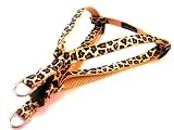 Small Natural Leopard Dog Harness: 5/8 wide, Adjusts 15 - 21.