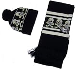 SKULL PRINTED SCARF AND HAT SET