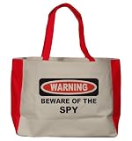 BEWARE OF THE SPY Large BELLA TOTEBAG w/ pockets (Choice of Colors)