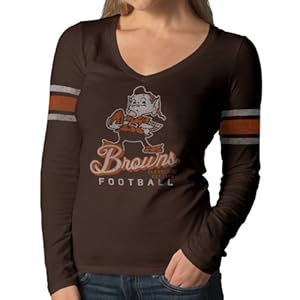 NFL Cleveland Browns Women's Homerun Long Sleeve Tee, Large, Chocolate