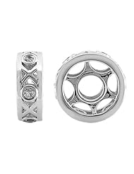 Storywheel® Created White Sapphire XOXO Bead/ Charm in 925 Sterling Silver
