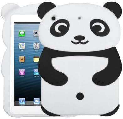 LliVEER Black 3d Cartoon Panda Bear Rubber Silicon Back Case Cover for Apple Ipad Mini