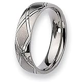 Chisel Brushed and Polished Titanium Ring (6.0 mm) - Sizes 6-13