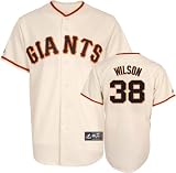 MLB Men's San Francisco Giants Brian Wilson Ivory Home Short Sleeve 6 Button Synthetic Replica Baseball Jersey  (Ivory, Small)