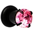 4 Gauge Black Pink Cubic Zirconia Plug