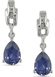 10KW .01CT TDW & 1-3/4ct TGW Earrings w/ 7x5mm Pear Shape Created Tanzanite, I2-I3, prong set diamonds and gems, butterfly backs