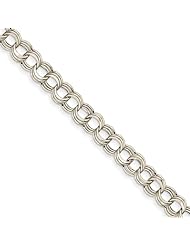 14k White Gold Lite 8mm Triple Link Charm Bracelet