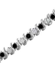 5 CT White & Black Diamond Bracelet 14K White Gold