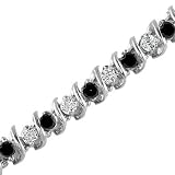 2 CT White & Black Diamond Bracelet 14K White Gold