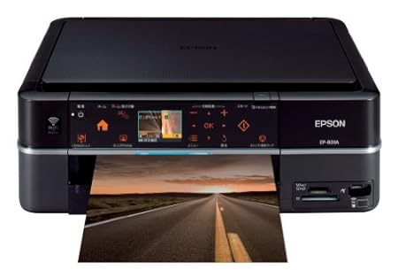 EPSON Colorio インクジェット複合機 EP-803A 有線・無線LAN標準搭載 カンタンLEDナビ搭載 前面二段給紙カセット 6色染料インク ブラックモデル