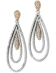 14K Rose and White Gold Diamond Earrings - 1.50 Ct. -- LIFETIME WARRANTY