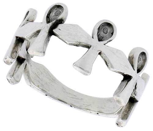 Sterling Silver Ankh Cross Link Ring (Available in Sizes 6 to 10) size 6