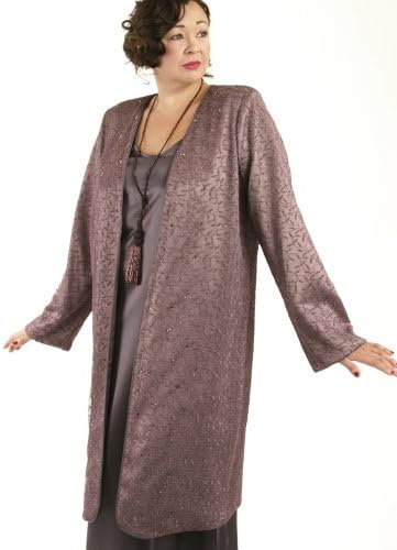 Peggy Lutz Plus Women's Dragon Lady Coat Deep Mesh with Swarovski Crystals Mesh-XS (14/16)-Dusty Rose