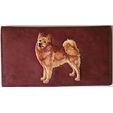 Shiba Inu Embroidered Brown Leather Checkbook Cover