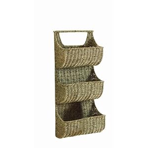 Tag Seagrass Basket, 3-Compartment 29-Inch Tall Wall Basket by Tag