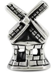 Genuine Ohm Beads (TM) Product. 925 Sterling Silver Windmill European Bead Charm. 100% Satisfaction Guaranteed.