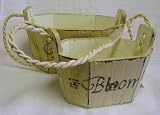 Set of 2 Rope Handled Wooden Buckets