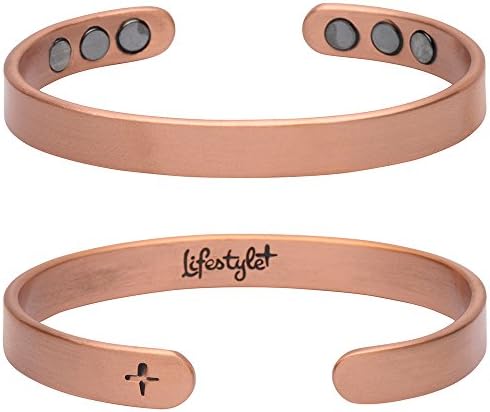 (3 Pack) Pure Copper Magnetic Bracelet - Women &amp; Men - Arthritis &amp; Pain Relief - 6 Rare Earth Therapy Magnets - Brushed Copper