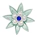 Slider Two-Hole Beads Light Blue Star Flower w Sapphire Color Crystal (6 Beads)