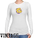 NCAA Western Illinois Leathernecks Ladies White Distressed Logo Vintage Long Sleeve Slim Fit T-shirt