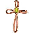 14K Rose Gold Peridot Cross Pendant