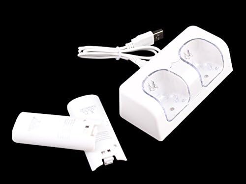 USPRO® Battery + Dual Remote Controller Charger for NINTENDO WII, White