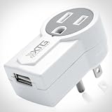 Mini USB and AC Wall Charger - Ultra Compact Charger with 1 AC Outlet and 1 USB Port - Rotates 360 Degrees for Convenient Charging - Ideal for SmartPhones, iPod, iPhone, Kindle, Android, Lamps, Televisions, and More