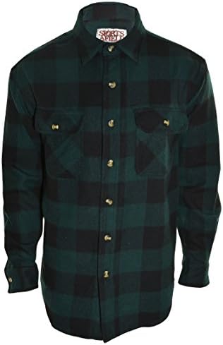 Sports Afield Mens Buffalo Flannel Shirt (Green Plaid, X-Large)