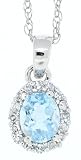 41%2BlRmxLcUL. SL160  0.31ct Oval Aquamarine and Diamond Pendant in 10Kt White Gold w/chain