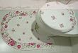 Shabby Chic "Judy Rose" Quilted Bathroom 3pc Mat Set-a