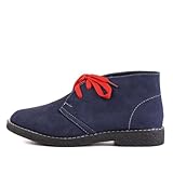 Damen Schuhe, STIEFELETTEN, HALBSCHUHE SCHNÜR BOOTS FREIZEITSCHUHE, W082, Synthetik in hochwertiger Wild Leder Optik, Dunkelblau, Gr 38