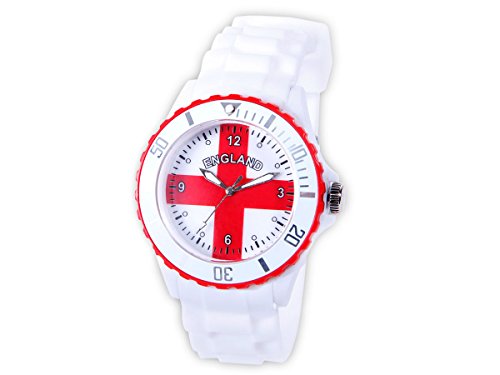 Alsino Armbanduhr EM WM Länder Silikon Uhr Silikon Damen Herren Silikon Uhren Herrenuhr Damenuhr, Farbe wählen:UR-ENG England