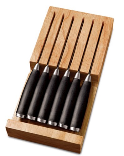 Fiesta Black with Oak Tray 6-Piece Steak Knife with In-Draw Tray