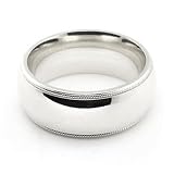 10K White Gold Men's & Women's Wedding Bands 8mm Milgrain comfort-fit 10K White Gold Men's & Women's Wedding Bands 8mm Milgrain comfort-fit