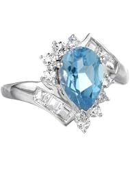 10k White Gold, Swiss Blue Topaz, and White Topaz Ring, Size 7